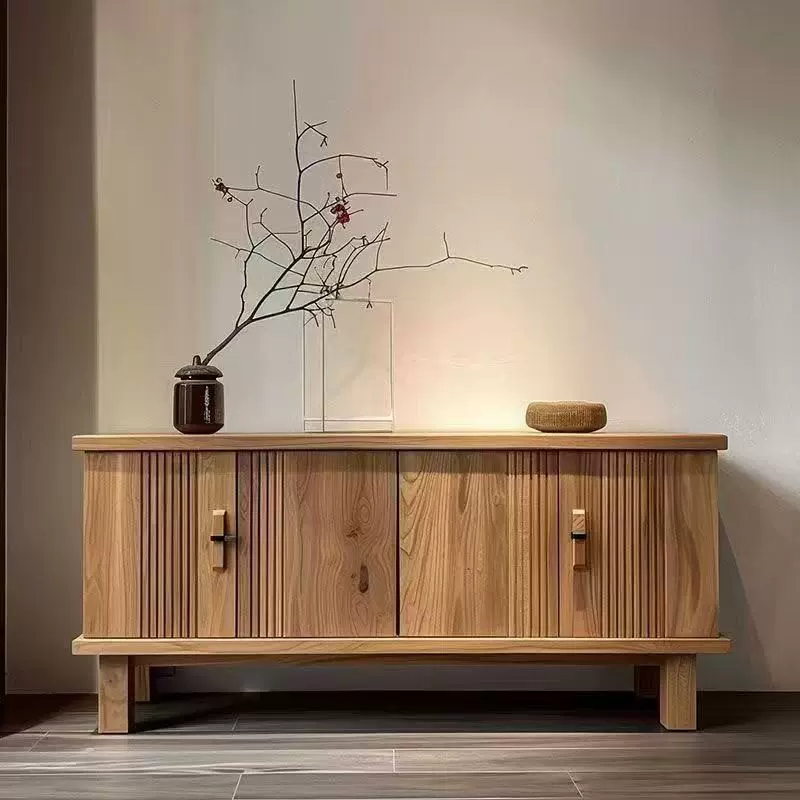 实木餐边柜老榆木复古风双开门储物柜书房多功能置物储物木柜