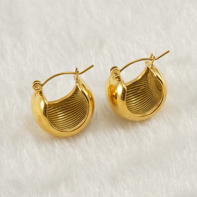 Daily Occasion Titanium Steel Material 1 Pair Fashion U Shape Plating Titanium Steel Hoop Earrings