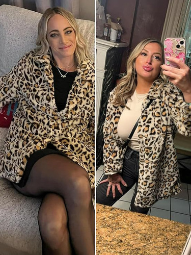 Amazon European and American cross-border women's artificial fur jacket autumn and winter leopard coat imitation leather grass rabbit plush belt pockets