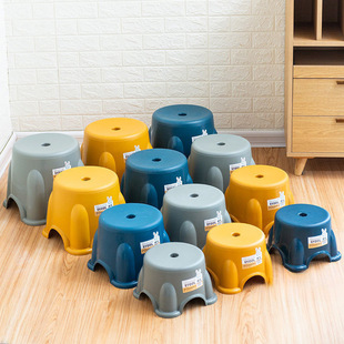 Small Stool Plastic Bench Household Children's Stool Thickened Round Stool Non-slip Foot Stool Pedal Stool Baby Bathing Low Stool