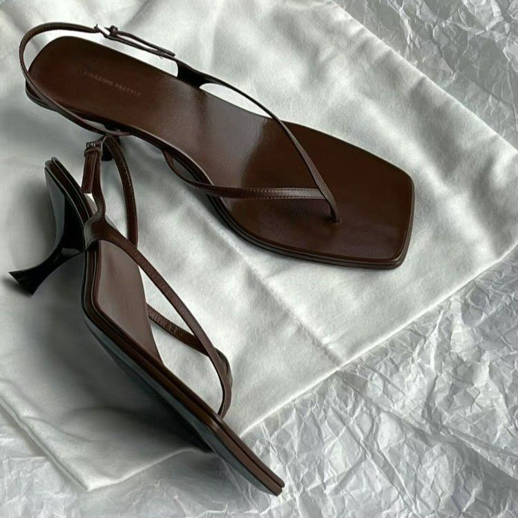 Foreign Trade plus size French High Heels Summer New Clip Feet Thin Heel High Heel Slide Sandals Lightweight