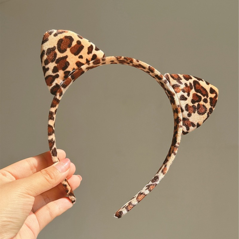 欧米のヒョウ柄の猫の耳のカチューシャ|undefined