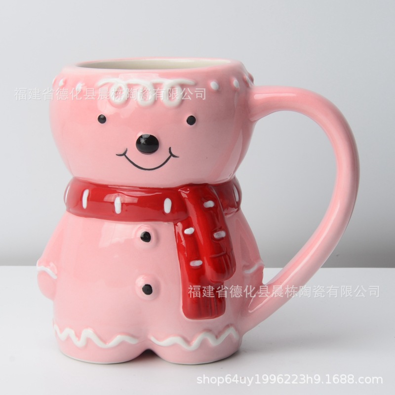 En stock cerámica Navidad hombre taza de pan de jengibre cerámica árbol de Navidad Taza de cerámica panqueque tostada cerámica taza de agua