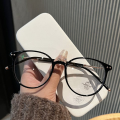 新型ネット赤男女すっぴん街拍防ブルーレイ眼鏡TR90楕円鏡枠は近視の大きな眼鏡枠に合うことができる