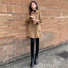 驼色大衣女中长款年韩版春秋季毛呢大衣显瘦小个子呢子外套