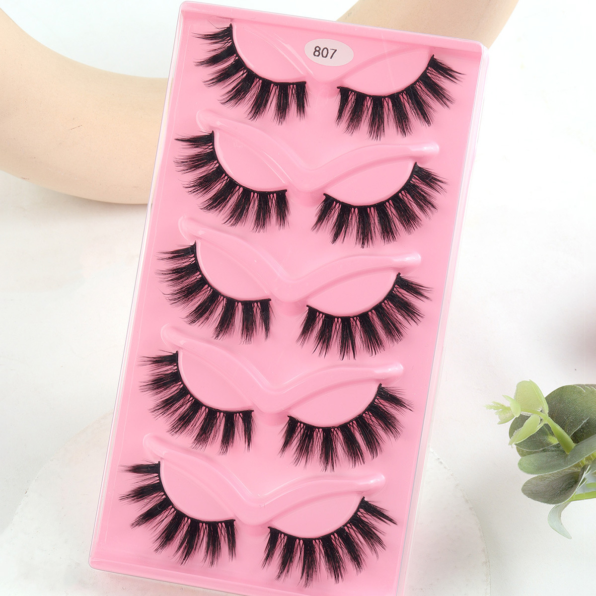 Nuevos productos 5 pares de ojos de gato, pestañas de zorro, pestañas falsas de estilo antiguo inclinadas, pestañas naturales, curvas gruesas, ojos de zorro, simulación