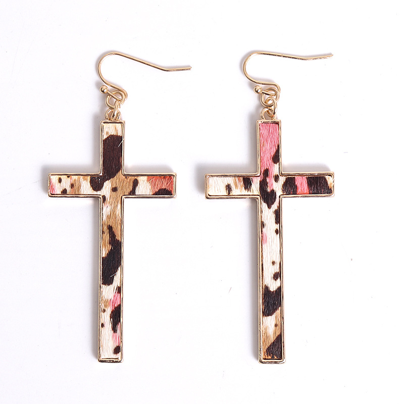 Leopard Print Cross Earrings 5