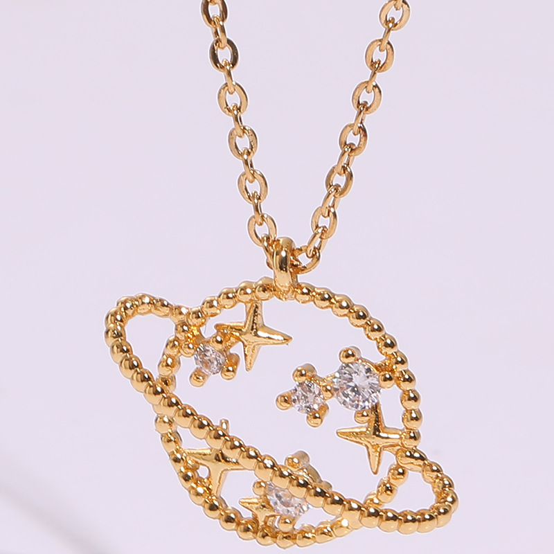 Fashion Geometric Star Copper Pendant Necklace Inlay Zircon Copper Necklaces 1 Piece