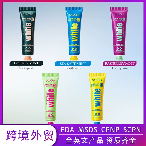 All-English Sadoer Jasmine Mint Fresh Toothpaste for Cleaning Teeth, Clean Teeth Toothpaste, Cross-Border Foreign Trade Wholesale