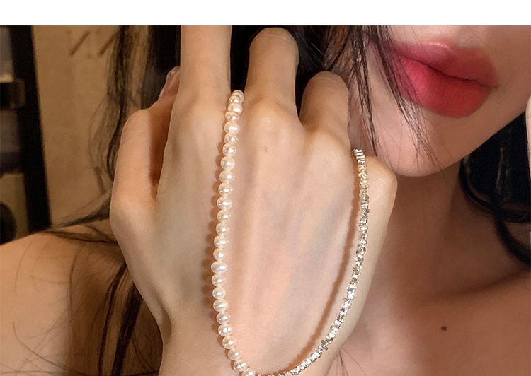 Sucré Style Simple Forme De Cœur Perle D'eau Douce Argent Sterling De Gros Bracelets Collier display picture 47