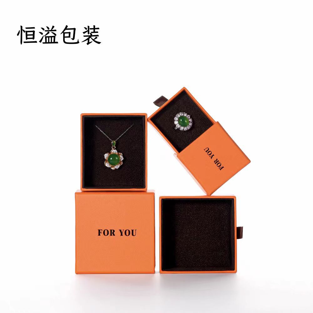 新款抽屉式爱马仕橙手链吊坠戒指盒