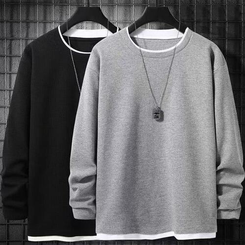 Autumn Plaid Mock Neck Long Sleeve Hooded Sweatshirt for Men and Women, Couple's Style, Spring and Autumn Season Top, New Casual T-shirt