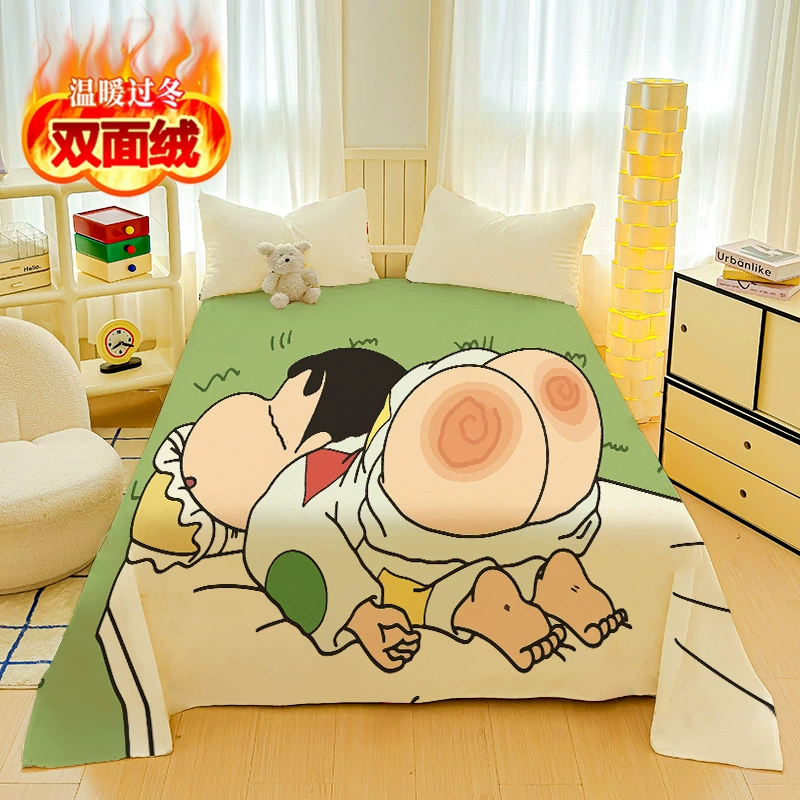 Осенний и зимний бархат утолщенные теплые простыни Crayon Shinchan толстые простыни один зимний артефакт