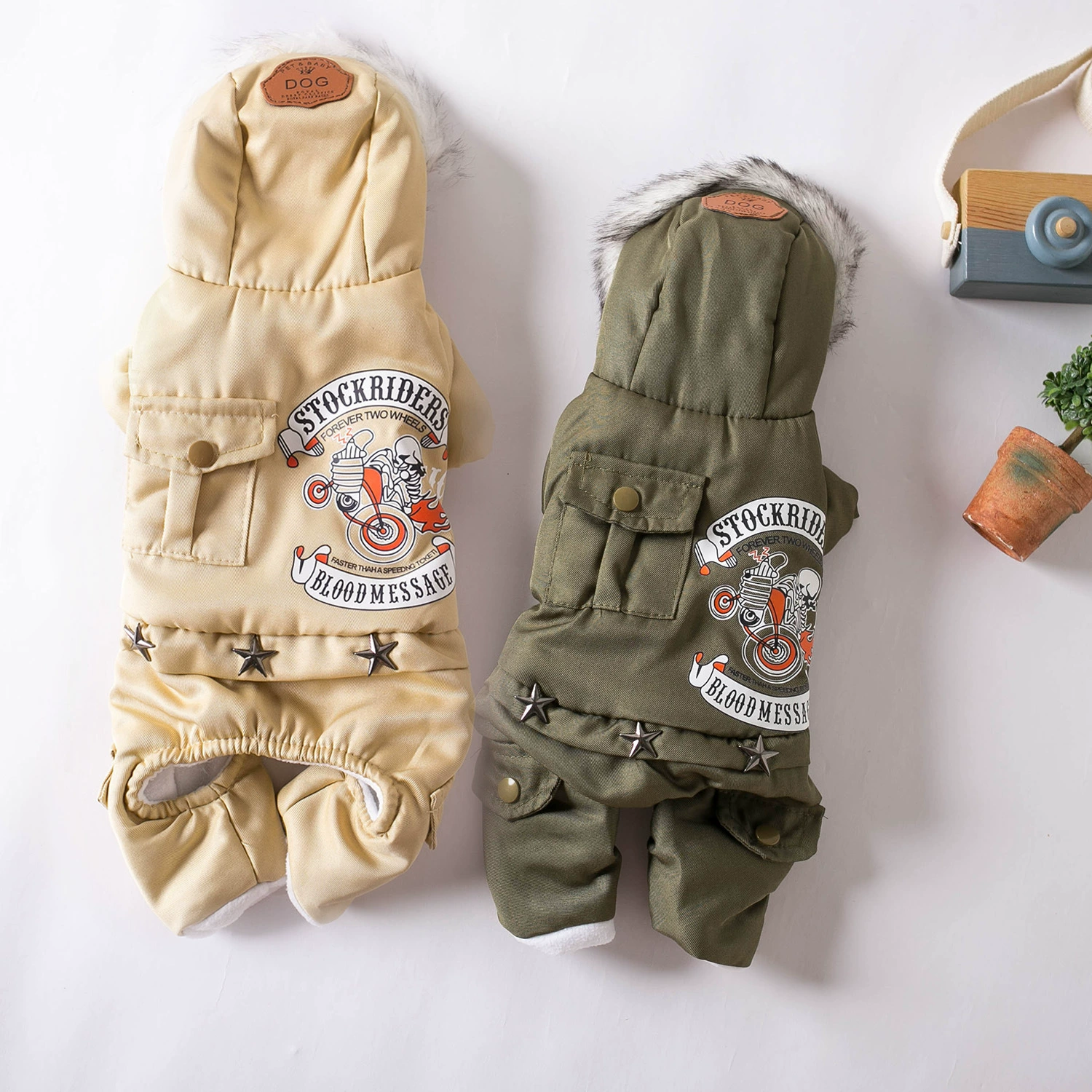 Осенне-зимнее утолщенное шерстяное воротник для домашних животных Хлопковое пальто Тедди Горький медведь Шнауцер Теплое хлопковое пальто с четырьмя ногами для кошек и собак