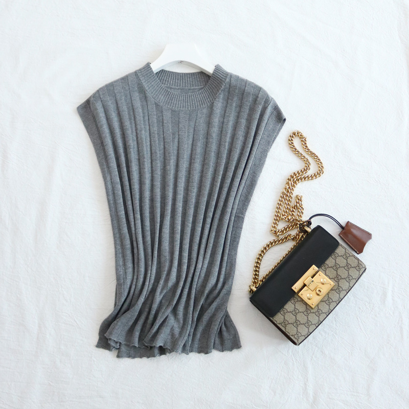 Tangge Summer Silk and Cotton Micro-elastic Women's Sleeveless T-shirt Mulberry Silk Thin Base Shirt Women's Vest Breathable