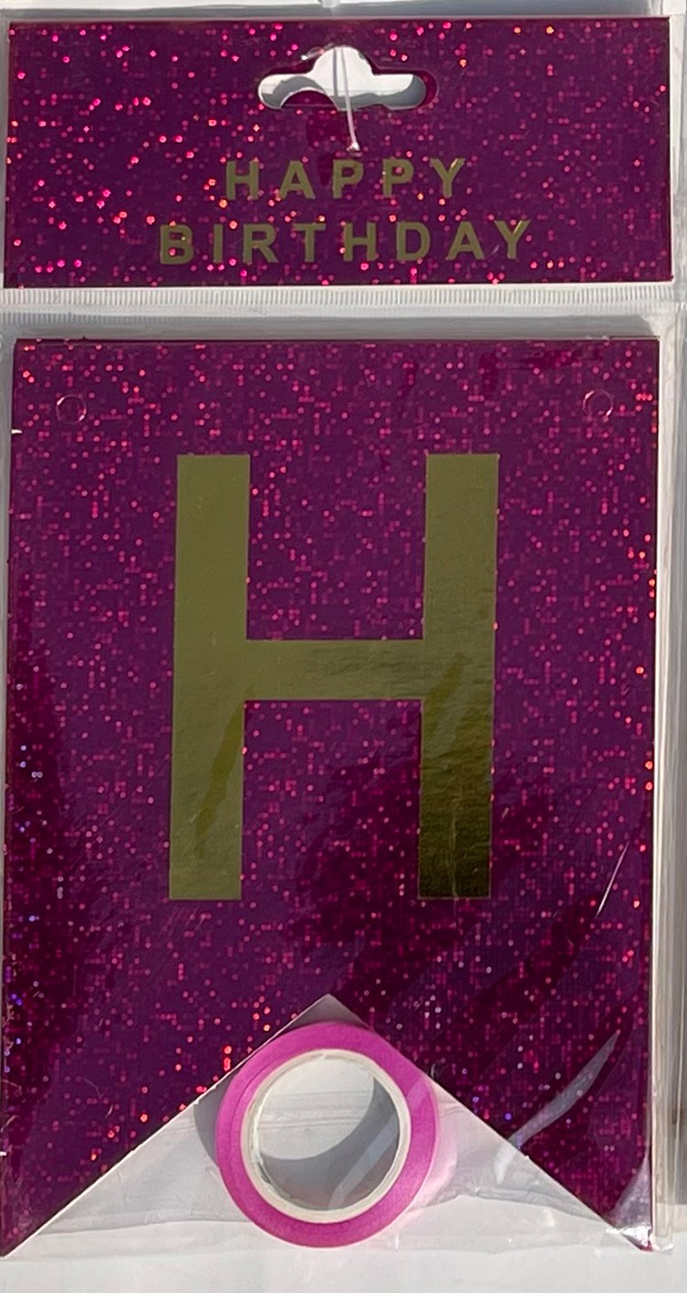 HAPPY BIRTHDAY fiesta de cumpleaños en inglés diseño diagonal de bandera de cola de mermaid letras banderas de color