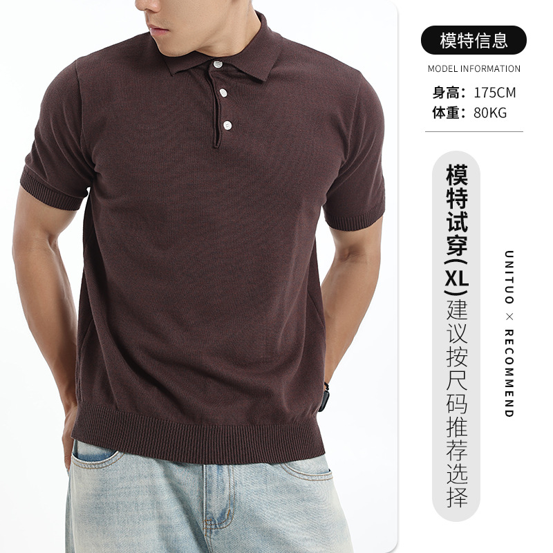 Europa y América transfronterizos algodón jersey polo hombre alto sentido de negocios casual lujo ligero revestimiento polo camisa de manga corta
