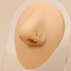 Zirconium, nose piercing with butterfly, copper nose clip, set, micro incrustation, 750 sample gold