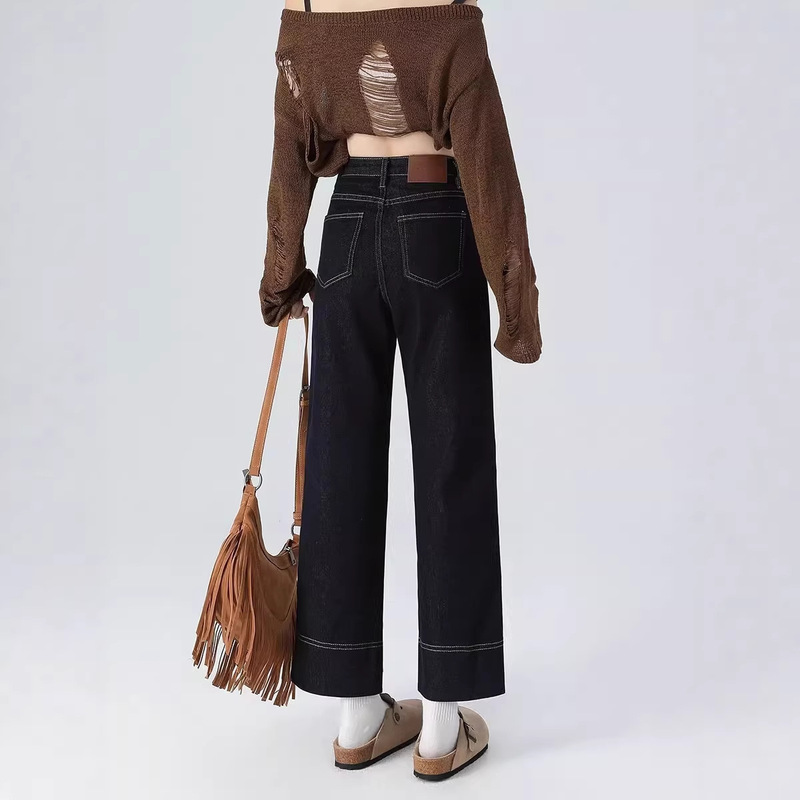 Straight-Leg Jeans for Women, 2026 Autumn and Winter New High-Waisted Spring-Summer Denim Blue Petite Cropped Cigarette Pants