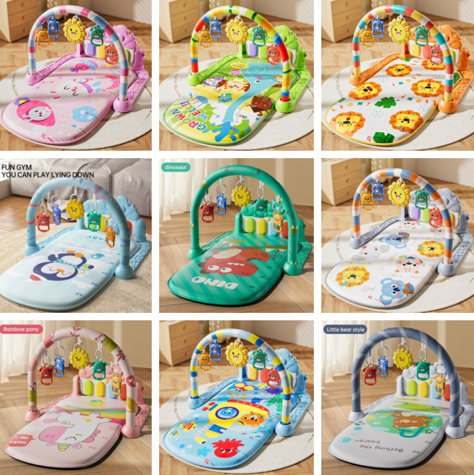 东南亚爆款婴儿玩具脚踏琴健身架0-1岁宝宝音乐钢琴游戏爬行垫礼