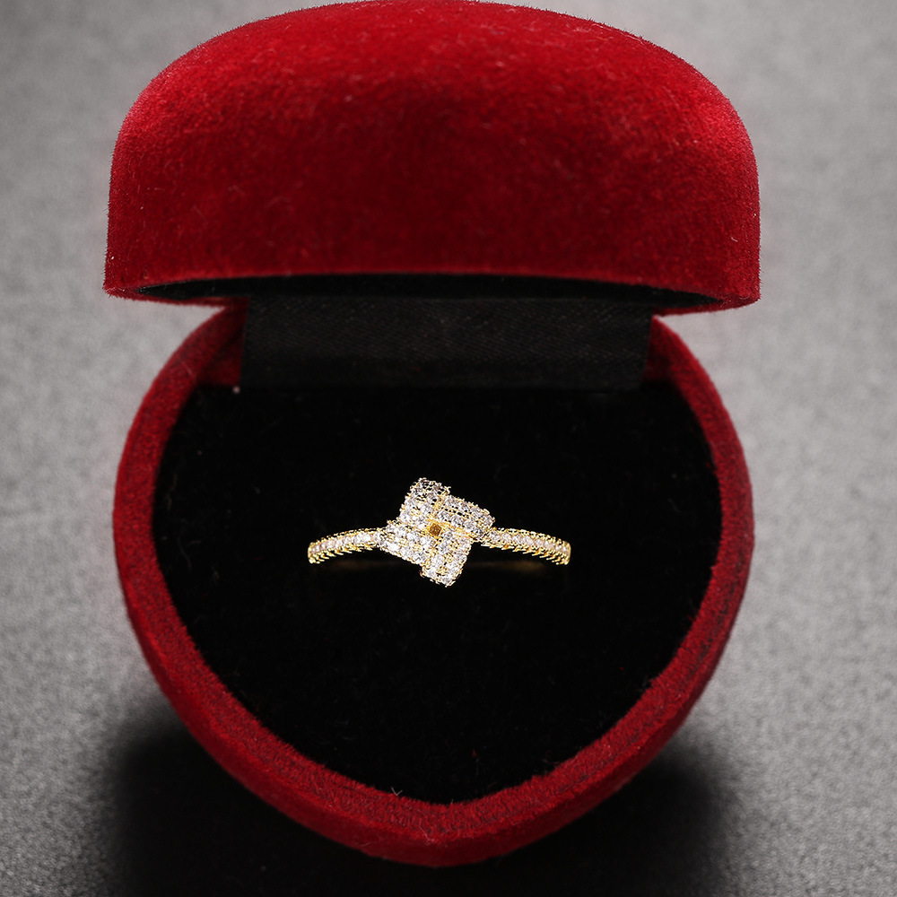1 Piece Lady Geometric Copper Plating Metal Zircon Womenu0027S Rings