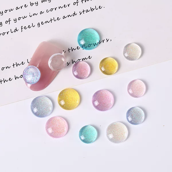Glittery semi-circle resin nail art decoration accessories, macaron nail decorations, nail salon handmade nail accessories