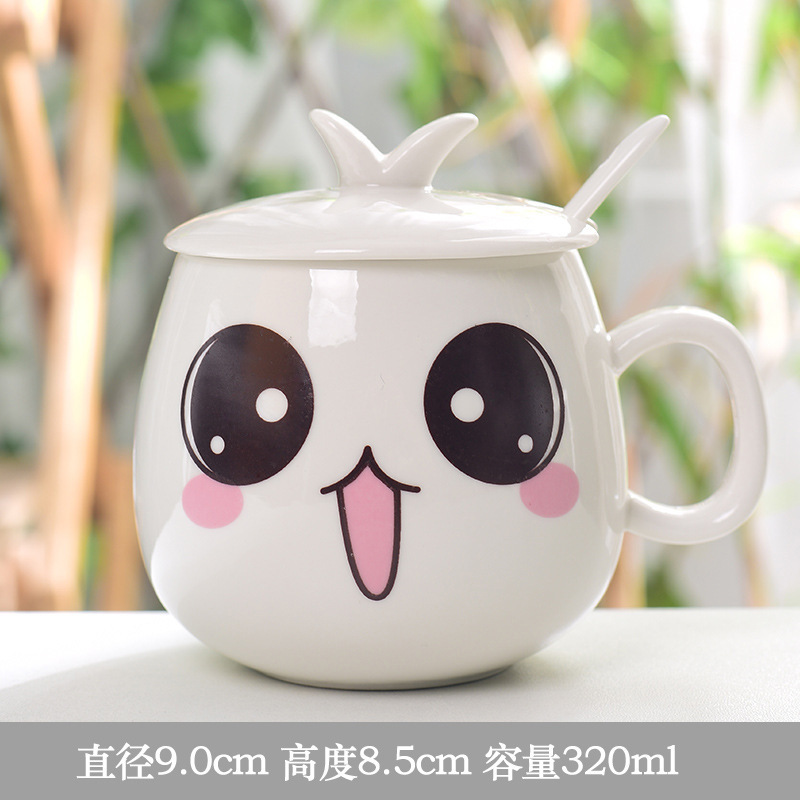 Taza de personalidad creativa Taza de cerámica con cuchara Taza de bebida de pareja de moda Taza de café casera Taza de agua de expresión