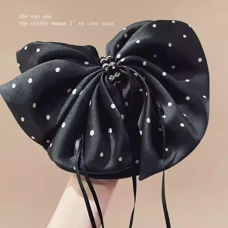 검정 물방울 포니테일 집게핀