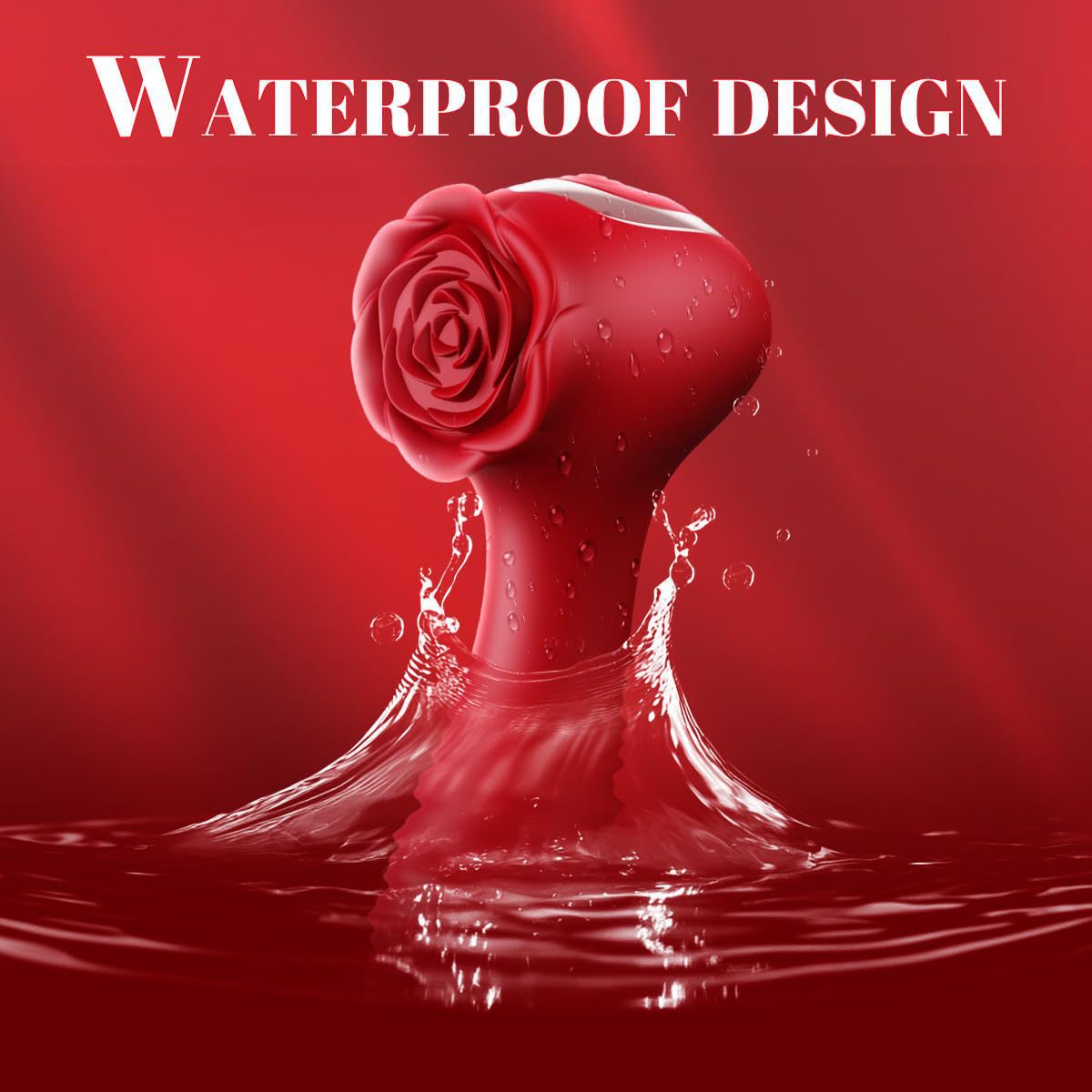 Rechargeable 10-Frequency Rose Vibrator with Bead Rotation, 3-in-1 Anal Plug & Prostate Massager, Red Silicone — detail image 4