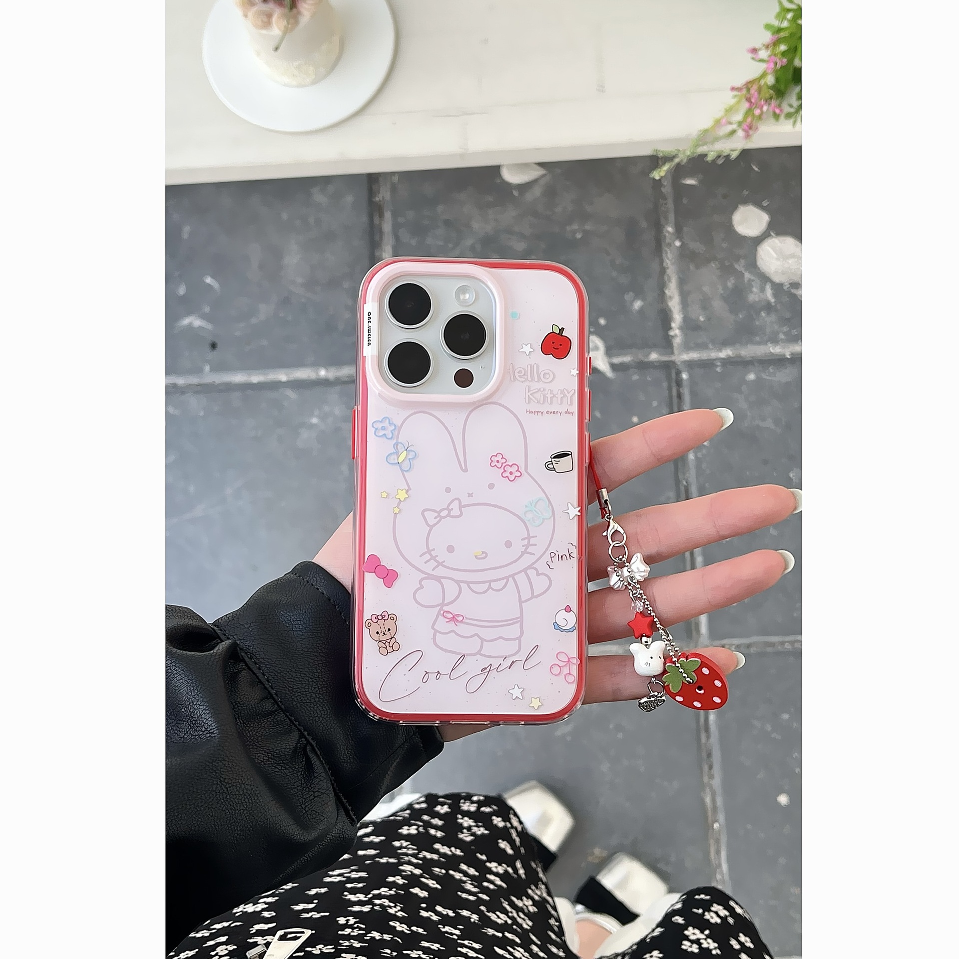 Divertido conejo de línea de corazón de niña para Apple 16Pro funda para teléfono móvil 15ProMax colgante 14/13 nuevo 16PM