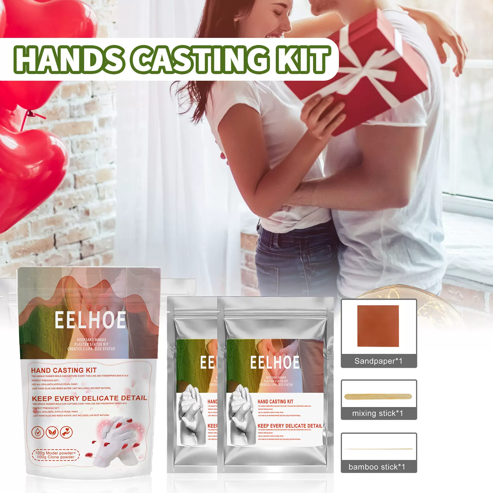 EELHOE 情侣手模克隆粉 婴幼儿制作材料情人节礼物立体手脚模型
