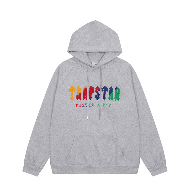 Marca de moda europea y americana trapstar Arco Iris gradiente color toalla bordado lana forrado hombres y mujeres pareja traje de ocio de calle
