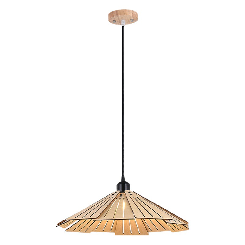 Nueva lámpara de restaurante, lámpara de araña japonesa retro creativa, mesa de comedor, pequeño bar, cama y desayuno, sala de té, lámpara de sombrero de paja de madera estilo wabi-sabi