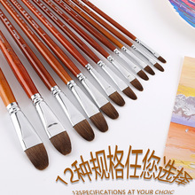 马蒂斯狼毫油画笔水彩美术丙烯单支圆头软毛排笔套装学生专用批发
