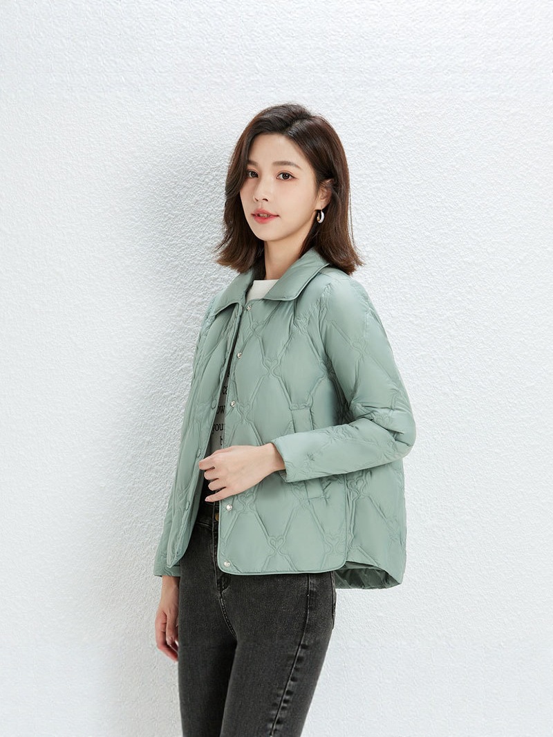 Transfronterizos TikTok chaqueta de plumón ligera con solapa corta, chaqueta de abrigo de abrigo caliente de moda casual de estilo pequeño