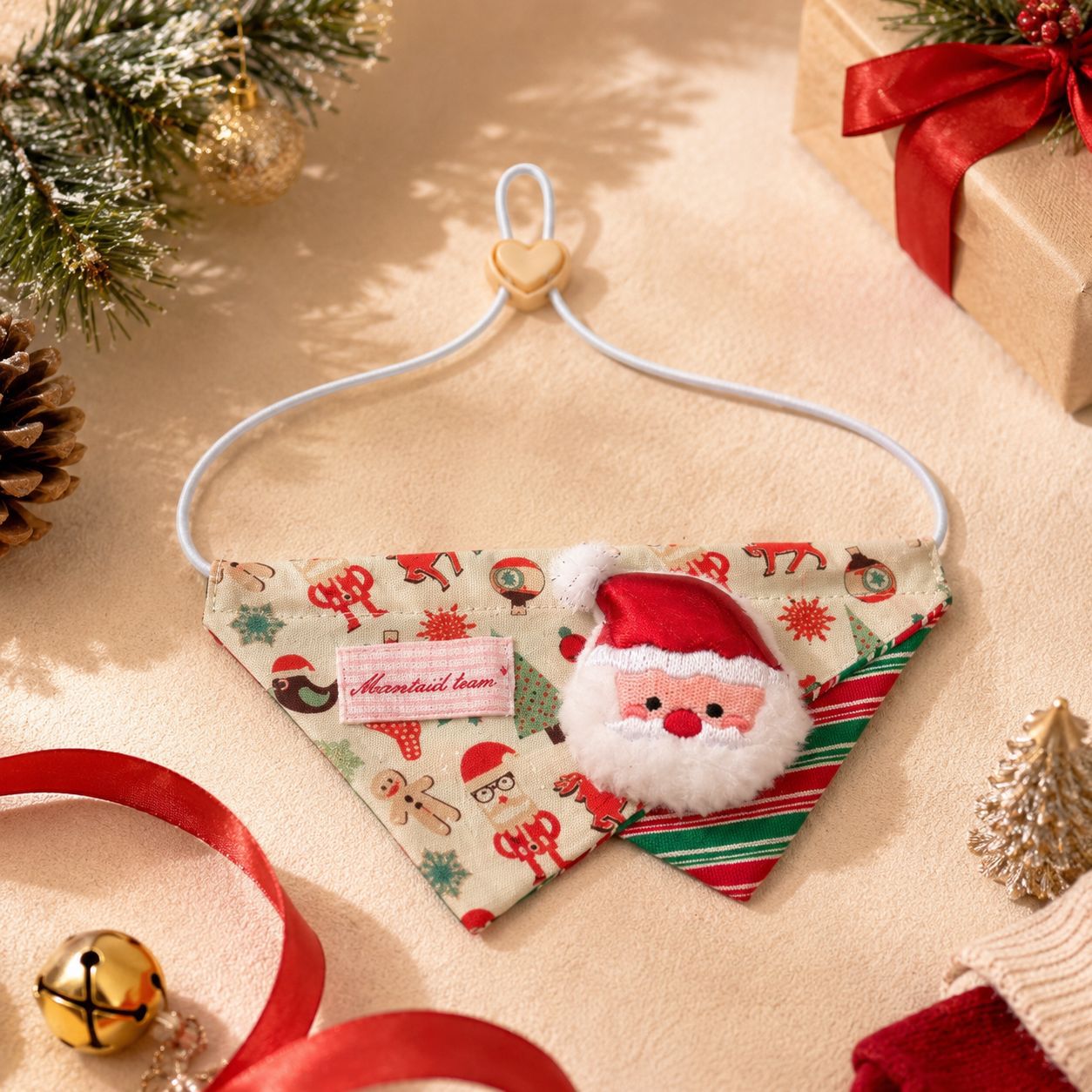 NaiShu Cross-Border Foreign Trade Christmas-themed doll bandana pet neck scarf for cats and dogs holiday photo decoration