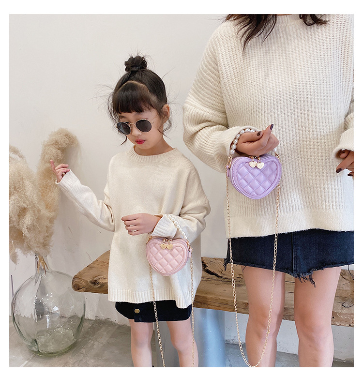 Lingge Pearl Chain Children's Bag Fashion One-shoulder Messenger Bag Coin Purse display picture 13