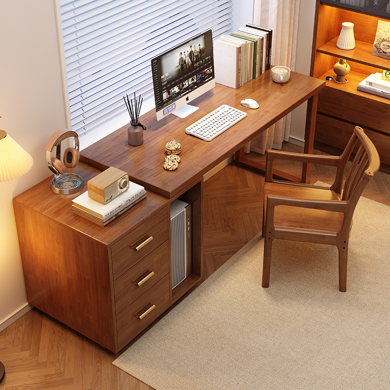 Solid Wood Retractable Desk Adult Home Desktop Computer Desk Simple Office Desk Small Apartment Bedroom Student Writing Desk