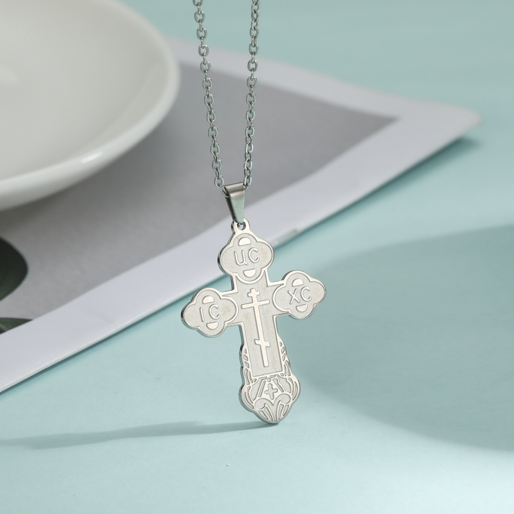 Retro Simple Style Cross Stainless Steel Plating Pendant Necklace display picture 7