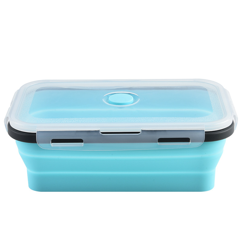 Fábrica directa caja de almuerzo de silicona plegable de grado alimenticio microondas caja de almuerzo caja de almacenamiento caja de preservación caja de almuerzo