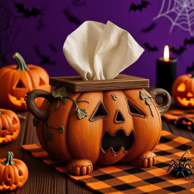 大量现货Halloween Pumpkin Tissue Box Holder万圣节南瓜纸巾盒|undefined