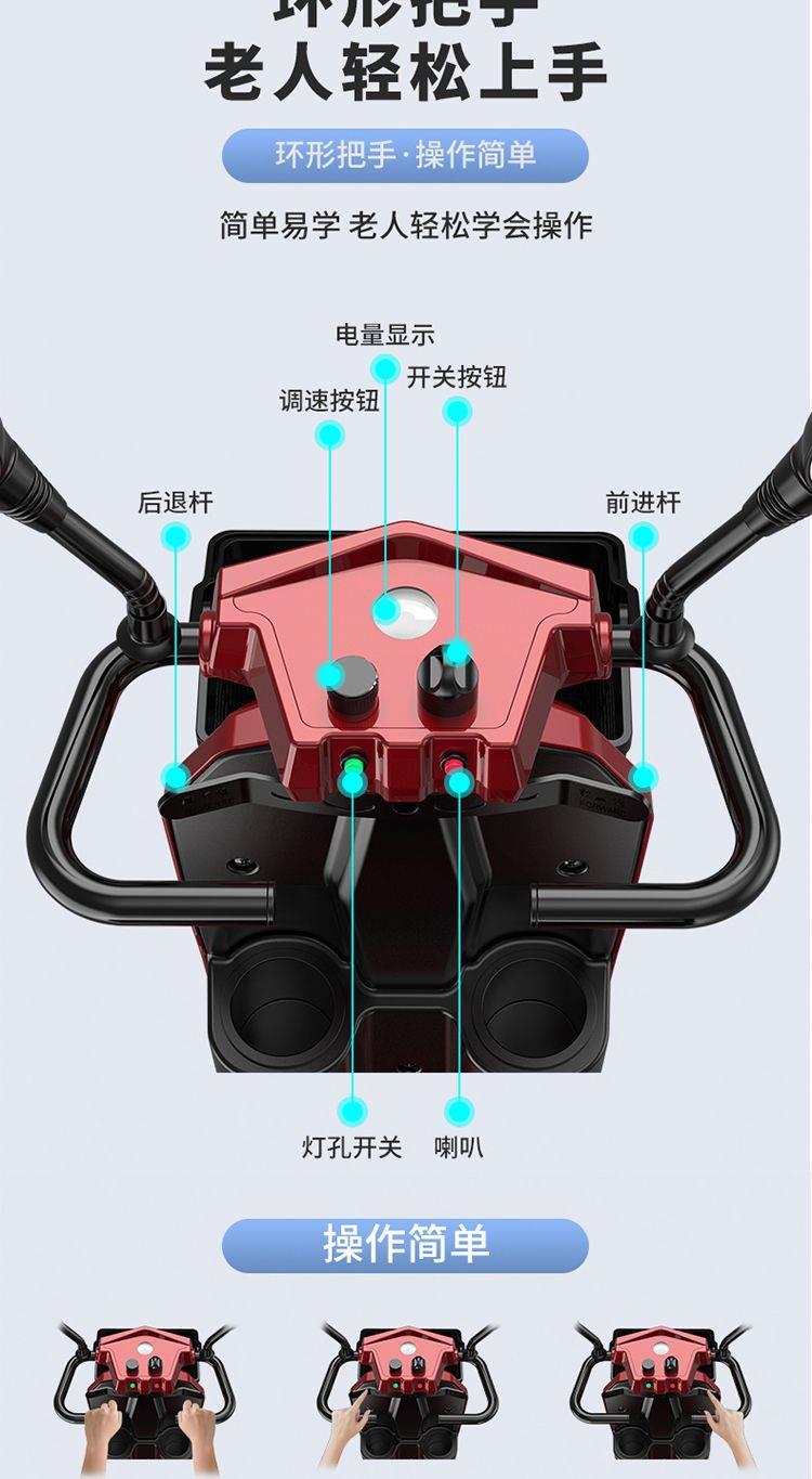 Elderly Mobility Scooter, Four-Wheel Electric Vehicle for the Elderly, Disabled Assistance Scooter, Small, Lightweight, Foldable, and Can Be Used for Sitting