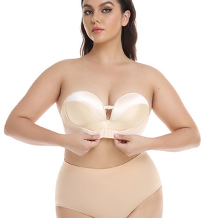 plus size Strapless Underwear Front Buckle Non-slip No-mark Push-up Women's Strapless plus size chubby girl Bra Large Bust