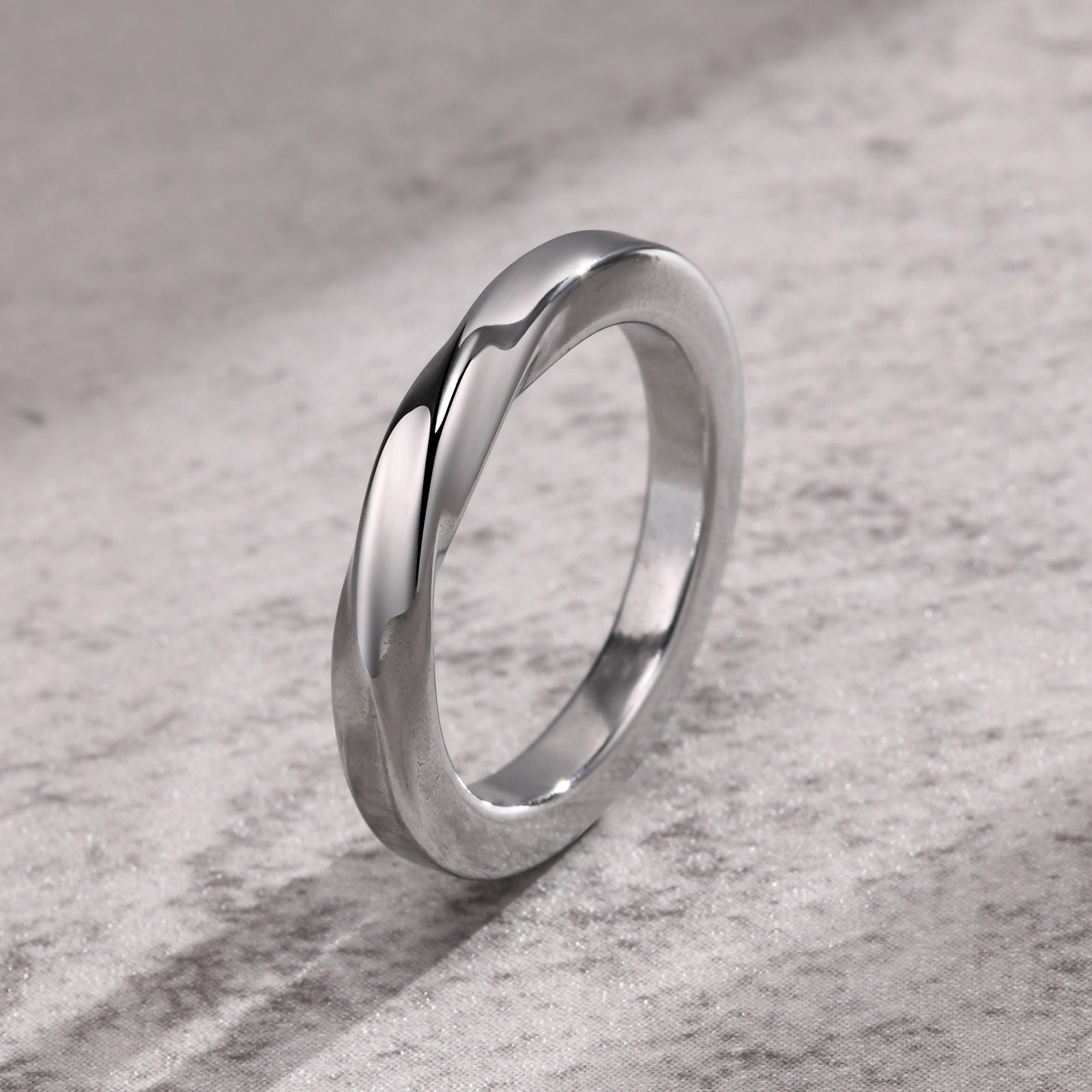Plating Design Basic Vintage Style Solid Color Mobius Strip 304 Stainless Steel Plating Men's Rings Men Band Rings