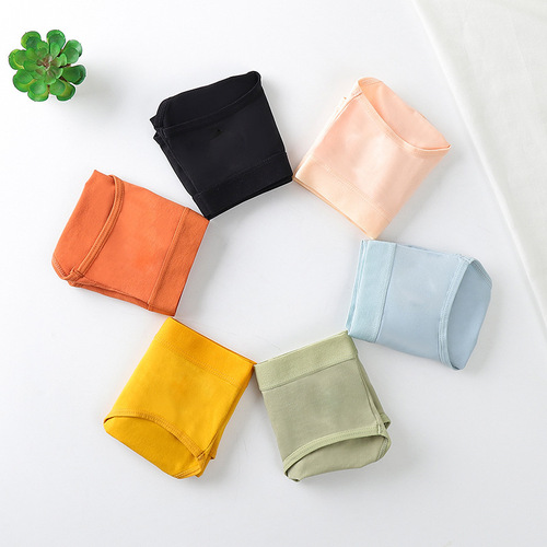 Simple solid color girls mid-waist underwear women's sweet and comfortable student underwear breathable large size women's briefs wholesale