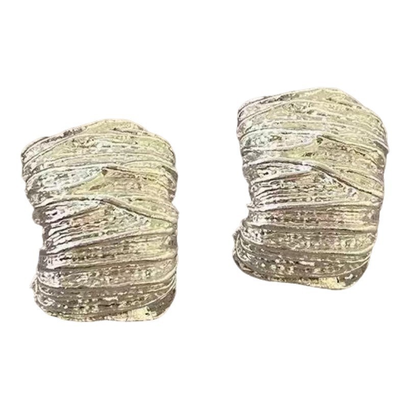 不规则金属褶皱耳环外贸欧美冷淡风轻奢高级感耳饰S925银针耳钉|undefined