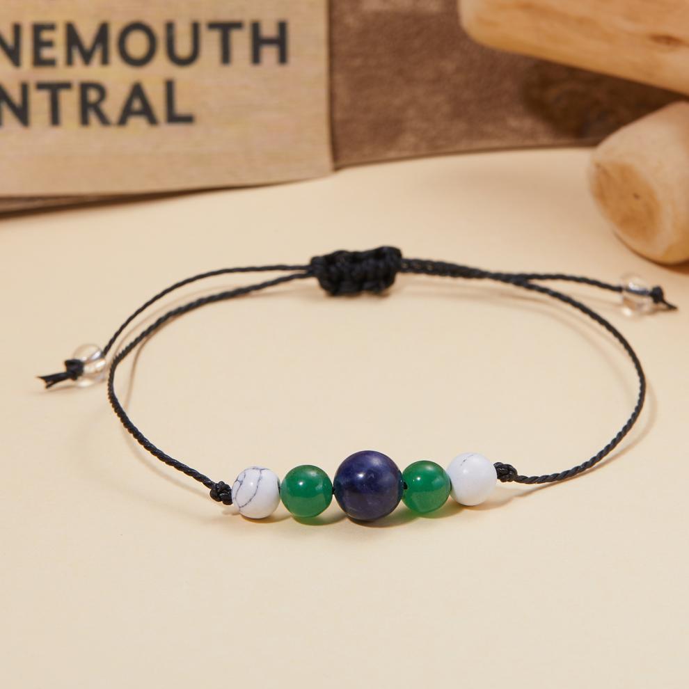 Nuovo braccialetto di perline di cristallo con filo di cera nera intrecciato a mano regolabile versatile alla moda per le donne_voghion.com