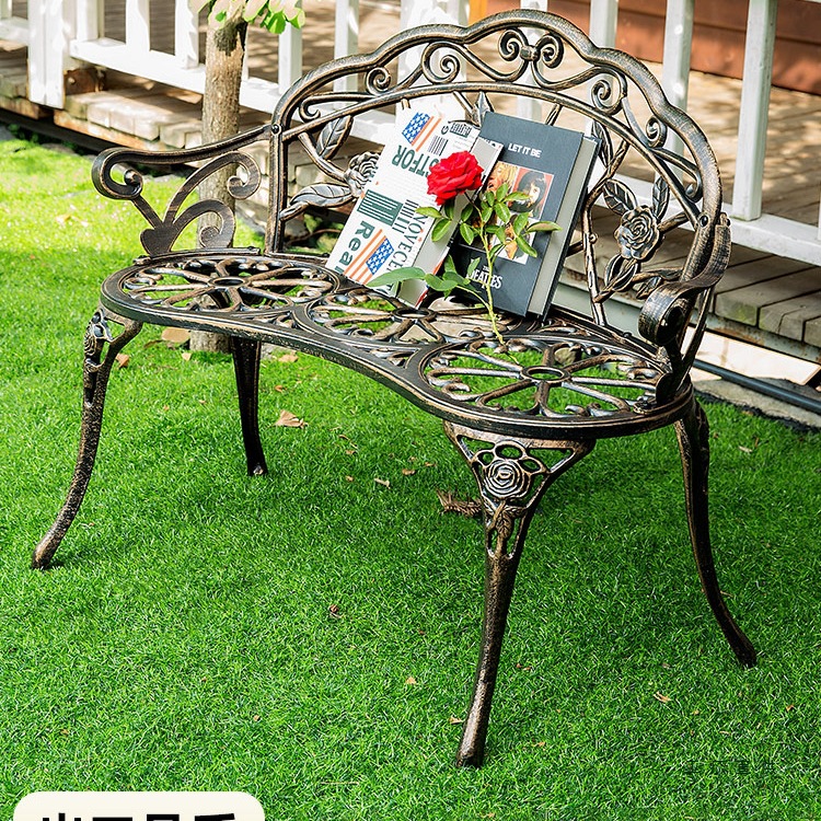 Park Chair Outdoor Bench Leisure Sun Protection Rust-Proof Cast Aluminum Seat Courtyard Garden Outdoor European Balcony Double Chair