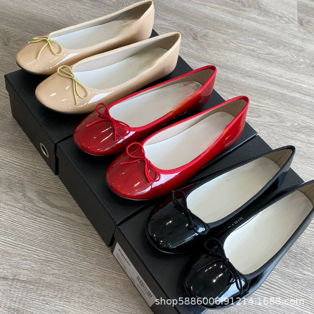 Туфли Мэри Джейн (Repetto) с круглым носом, пряжка-бантик, подошва из натуральной кожи, балетки и каблук 3 см