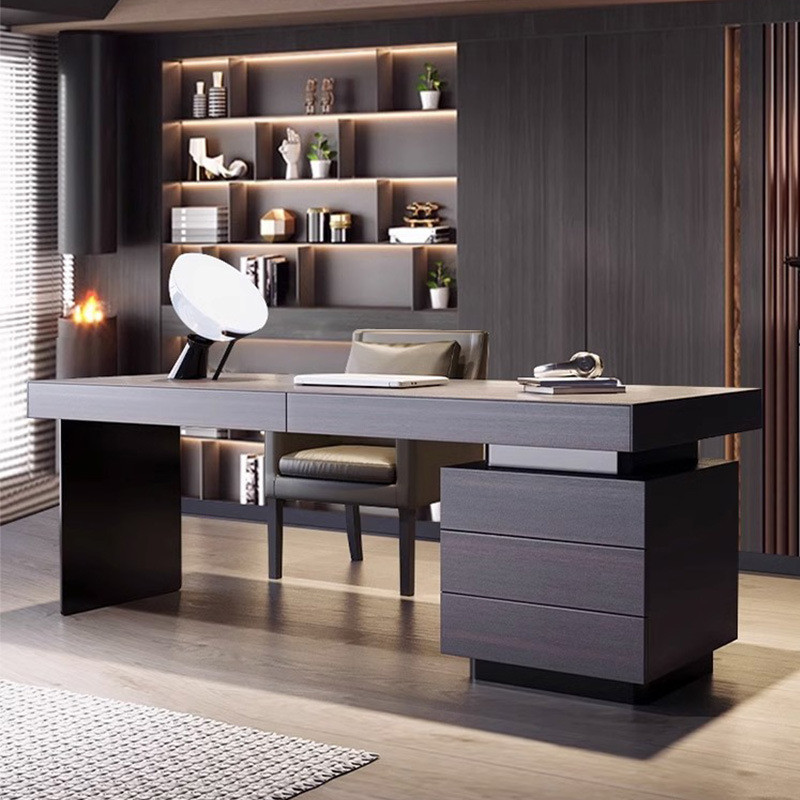 Spa01 #   Wood Veneer Desk Italian Minimalist Study Desk Home Light Luxury Modern Simple Designer Computer Desk